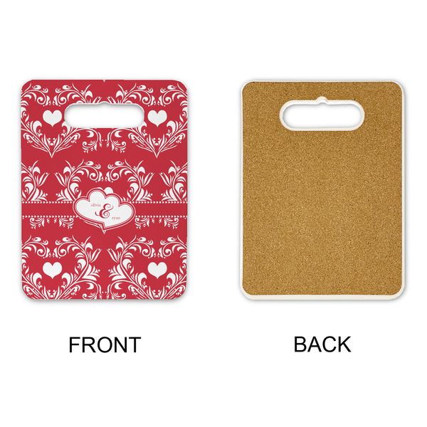 Heart Damask Rectangle Trivet with Handle - APPROVAL