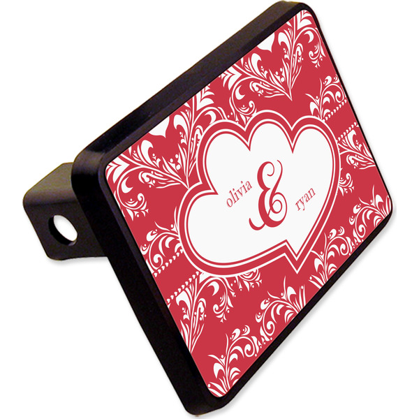 Custom Heart Damask Rectangular Trailer Hitch Cover - 2" (Personalized)