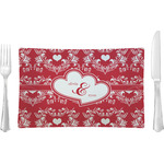 Heart Damask Glass Rectangular Lunch / Dinner Plate (Personalized)