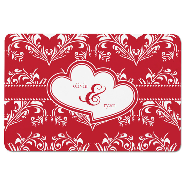 Heart Damask Rectangular Fridge Magnet - FRONT