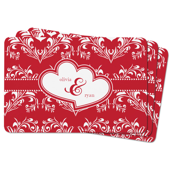 Heart Damask Rectangular Fridge Magnet - THREE