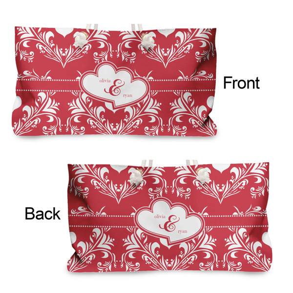 Heart Damask Large Rope Tote - From & Back View