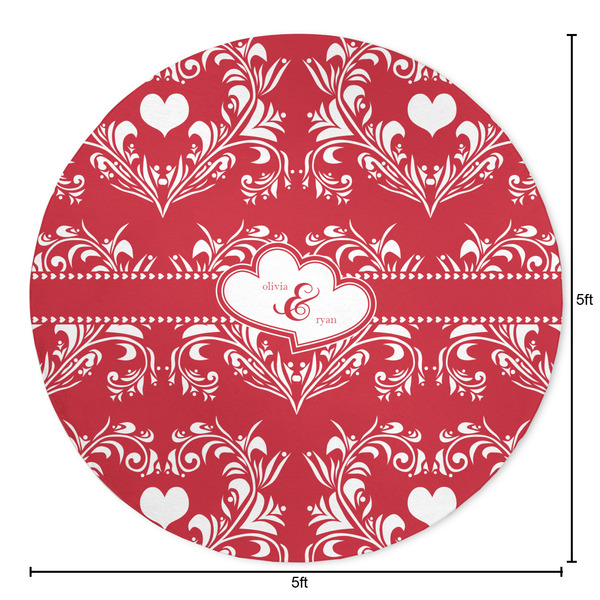 Heart Damask Round Area Rug - Size