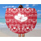 Heart Damask Round Beach Towel - In Use