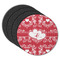Heart Damask Round Rubber Backed Coasters - Set of 4 (Personalized)