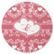 Heart Damask Round Rubber Backed Coaster (Personalized)