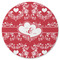 Heart Damask Round Rubber Backed Coaster (Personalized)
