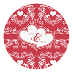 Heart Damask Round Decal - XLarge (Personalized)