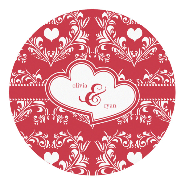 Custom Heart Damask Round Decal - Large (Personalized)