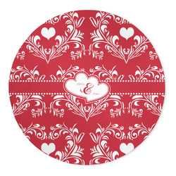 Heart Damask 5' Round Indoor Area Rug (Personalized)