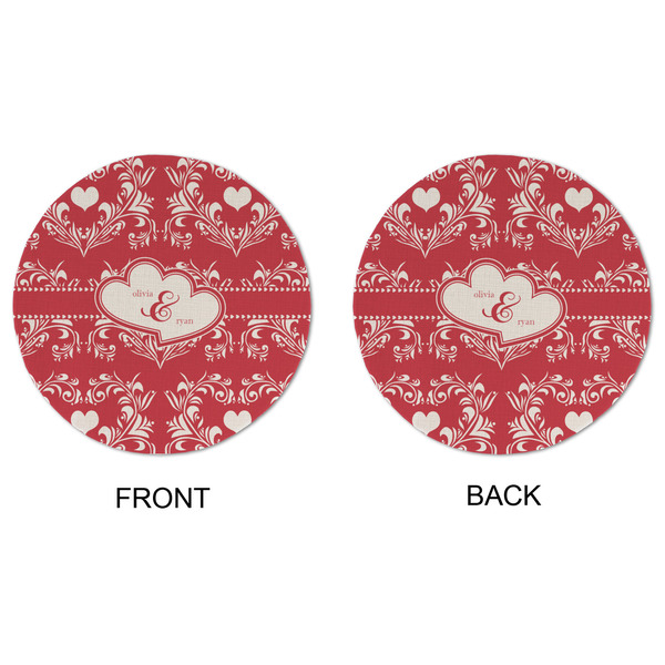 Heart Damask Round Linen Placemats - APPROVAL (double sided)