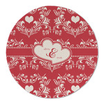 Heart Damask Round Linen Placemat - Single Sided (Personalized)