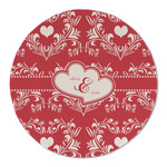 Heart Damask Round Linen Placemat (Personalized)