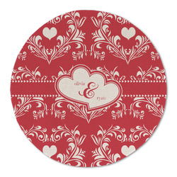 Heart Damask Round Linen Placemat (Personalized)