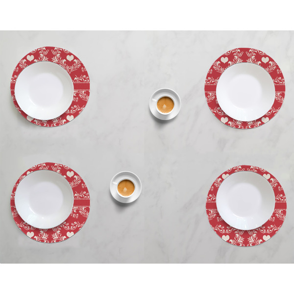 Heart Damask Round Linen Placemats - LIFESTYLE (set of 4)