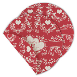 Heart Damask Round Linen Placemat - Double Sided (Personalized)