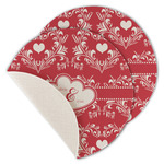 Heart Damask Round Linen Placemat - Single Sided - Set of 4 (Personalized)