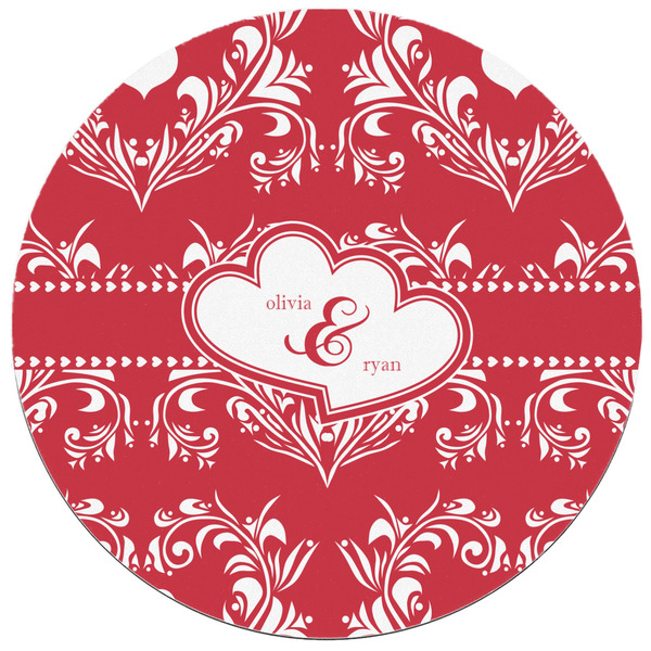 Heart Damask Round Mousepad - APPROVAL