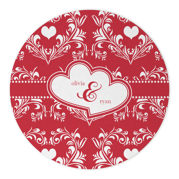 Heart Damask Round Paper Coaster - Approval