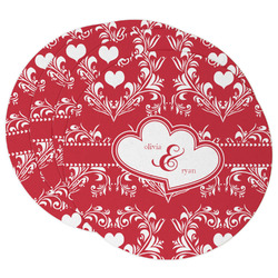 Heart Damask Round Paper Coasters w/ Couple's Names