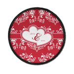 Heart Damask Iron On Round Patch w/ Couple's Names