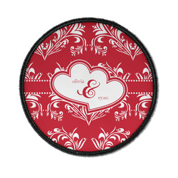 Heart Damask Iron On Round Patch w/ Couple's Names
