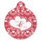 Heart Damask Round Pet ID Tag - Large - Front