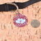 Heart Damask Round Pet ID Tag - Large - In Context