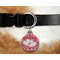 Heart Damask Round Pet Tag on Collar & Dog