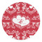 Heart Damask Round Stone Trivet - Front View