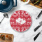Heart Damask Round Stone Trivet - In Context View