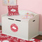 Heart Damask Round Wall Decal on Toy Chest