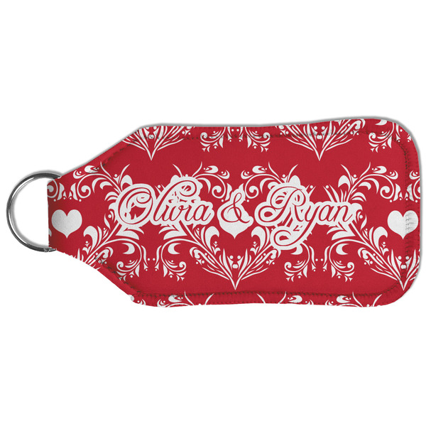 Heart Damask Sanitizer Holder Keychain - Large (Back)