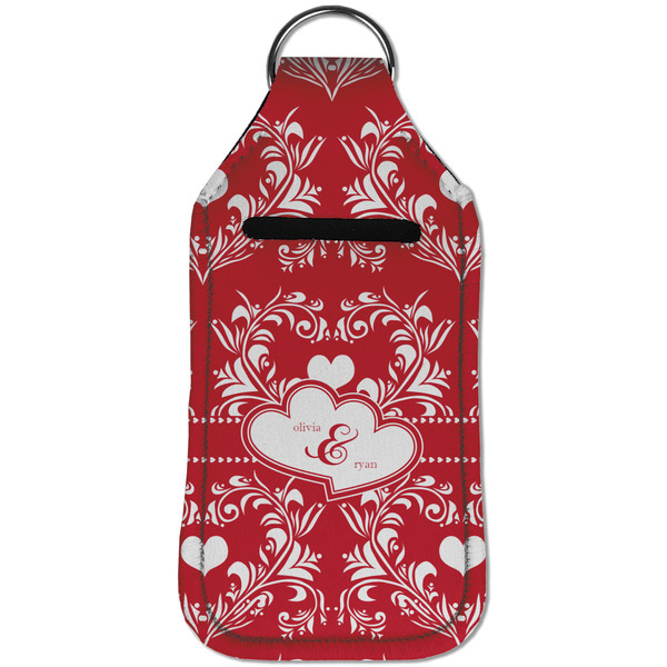 Heart Damask Sanitizer Holder Keychain - Large (Front)