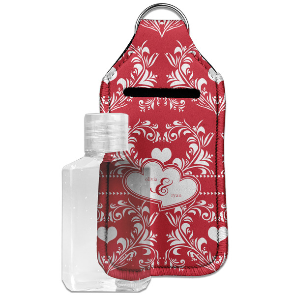 Heart Damask Sanitizer Holder Keychain - Large with Case