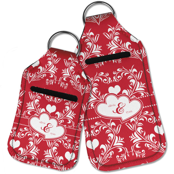 Heart Damask Sanitizer Holder Keychain - Parent Main