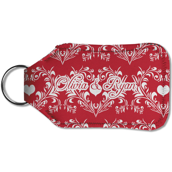 Heart Damask Sanitizer Holder Keychain - Small (Back)