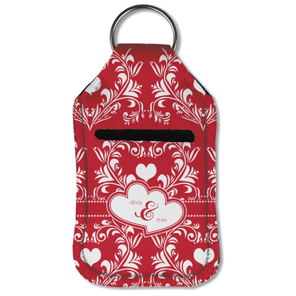 Heart Damask Sanitizer Holder Keychain - Small (Front Flat)