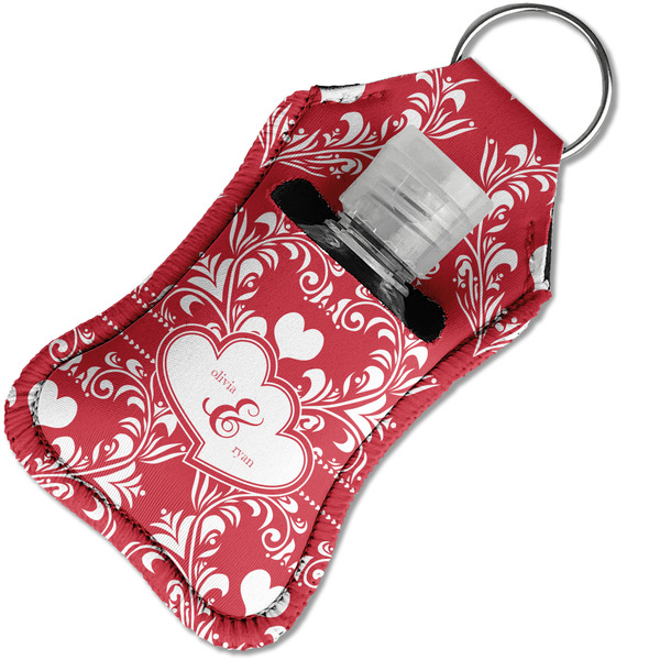 Heart Damask Sanitizer Holder Keychain - Small in Case
