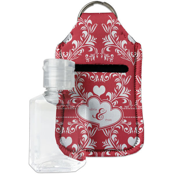 Custom Heart Damask Hand Sanitizer & Keychain Holder (Personalized)