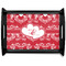 Heart Damask Black Wooden Tray - Large (Personalized)