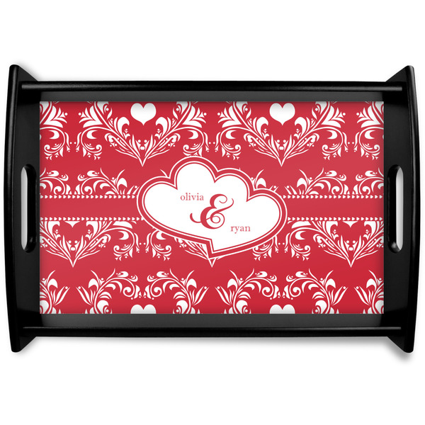 Custom Heart Damask Wooden Tray (Personalized)