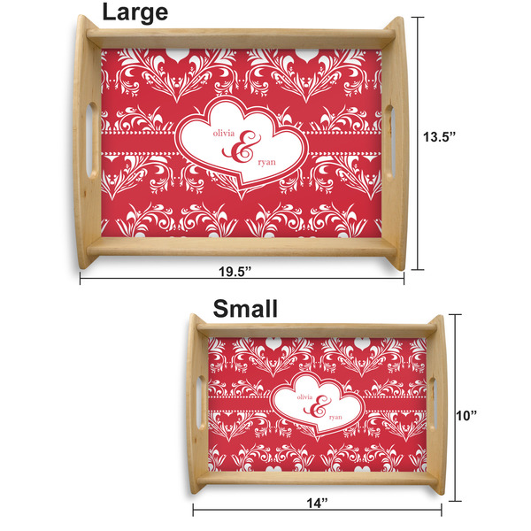 Heart Damask Serving Tray Wood Sizes