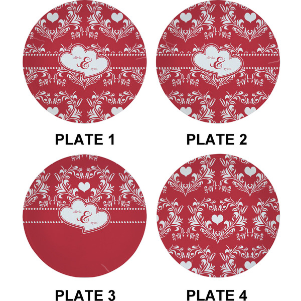 Heart Damask Set of Appetizer / Dessert Plates (Approval)