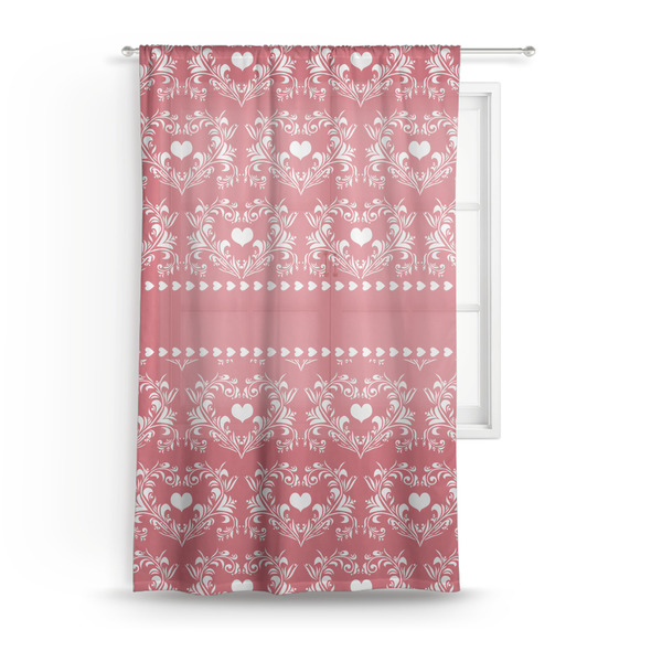Custom Heart Damask Sheer Curtain - 50"x84"