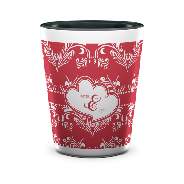 Heart Damask Shot Glass - Two Tone - FRONT