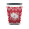 Heart Damask Ceramic Shot Glass - 1.5 oz - Two Tone - Single (Personalized)