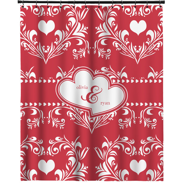 Custom Heart Damask Extra Long Shower Curtain - 70"x84" (Personalized)