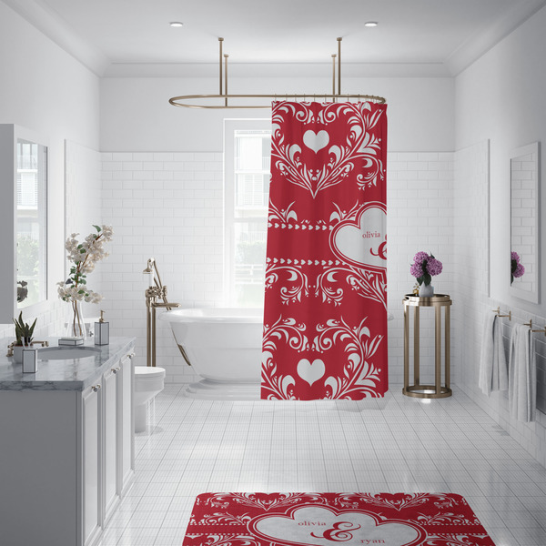 Heart Damask Shower Curtain - Custom Size