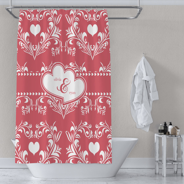 Heart Damask Shower Curtain Lifestyle